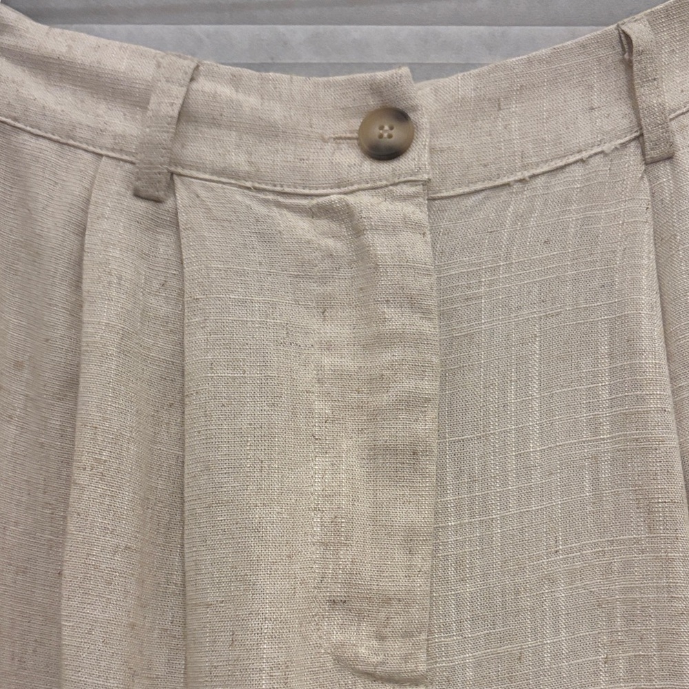 Aakaa Cream Pleated High Waisted linen Trousers - size M/waist 27/inseam 30 - Picture 4 of 6